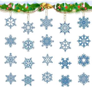 20 Pcs Snowflake Christmas Diamond Painting Keychains Double Sided DIY Diamond Art Painting Hanging Ornaments Winter 5d Diamond Painting Hanging Kits