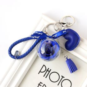 Woven Leather String Love Tassel Flower Keychain (Option: Sapphire Blue-With Transparent Box Keychain)