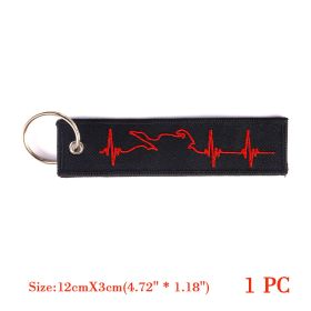 Red ECG Racing Embroidered Keychain (Option: Black Background Red Case-12x3CM)