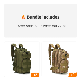 Outdoor Tactical Bag Camping Sports Backpack - Army Green*2+Python Mud Color*2