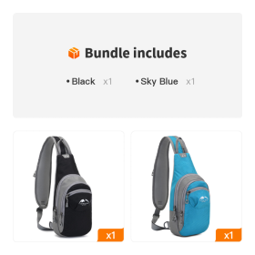 Multifunctional Single Shoulder Backpack For Outdoor Activities - Black+Sky Blue