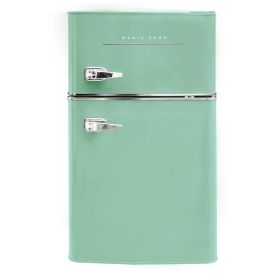 Vintage 3.2 cu mint green ft. 2 door mini fridge - Mint Green - chrome alloy