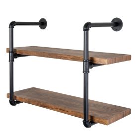 2-Tier Black Industrial Wall Shelf - Black