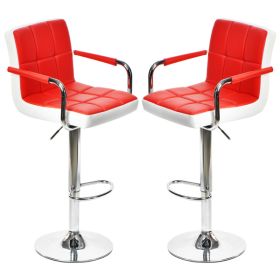 Jinsi Nan Bar stools : 360 Rotating Bar Stool with Armrest, Free-Lift Counter Height Bar Stool for Bar and Home Bars, bar stools Set of 2(red bar stoo