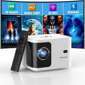 5G WiFi Mini Bluetooth Projector 4K Support, 300 ANSI HD 1080P Portable Video Projector, ¬±40¬∞ Vertical Keystone|Zoom|Timer, DBPOWER Smartphone Proje