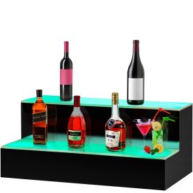 VEVOR LED Lighted Liquor Bottle Display Shelf, 20-inch LED Bar Shelves for Liquor, 2-Step Lighted Liquor Bottle Shelf for Home/Commercial Bar, Acrylic