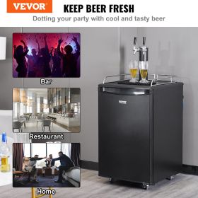 VEVOR Beer Kegerator, Dual Tap Draft Beer Dispenser, Full Size Keg Refrigerator With Shelves, CO2 Cylinder, Drip Tray & Rail, 32¬∞F- 50¬∞F Temperature