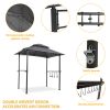 Outdoor Grill Gazebo 8 x 5 Ft;  Shelter Tent;  Double Tier Soft Top Canopy and Steel Frame with hook and Bar Counters - Gray
