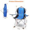 Foldable Camping Chair Heavy Duty Steel Lawn Chair Padded Seat Arm Back Beach Chair 330LBS Max Load with Cup Holder Carry Bag - Blue