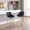 30 inch Set of 2 Bar Stools,with Chrome Footrest Velvet Fabric Counter Stool Golden Leg Simple High Bar Stool,black - as Pic