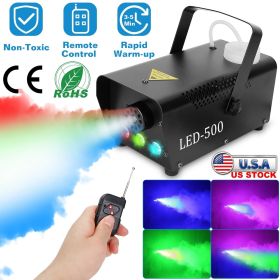 400W Fog Machine RGB LED Party Club DJ Fogger Rapid Heating Remote Control Wedding Stage Smoke Machine - Black