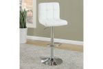 White Faux Leather Bar Stool Counter Height Chairs Set of 2 Adjustable Height Kitchen Island Stools Modern - as Pic