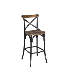 Zaire Bar Chair (1Pc) in Antique Black & Antique Oak YF - 96640