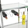 Bar Cart for Home, 3-Tier Mobile Kitchen Serving Cart with Glass Holder and Wine Rack, Rolling Wine Trolley with Tempered Glass and Chrome-Finished Me