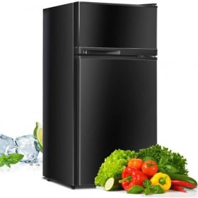 2 Doors Cold-rolled Sheet Compact Refrigerator - black