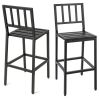 Set of 2 Patio Bar Chairs with Detachable Cushion and Footrest - Vertical Stripes