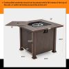 32 Inch 50,000 BTU Square Fire Pit Table with Lid and Lava Rocks - Brown
