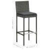 5 Piece Patio Bar Set with Cushions Gray - Grey