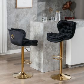 A&A Furniture,Swivel Bar Stools Set of 2, Velvet Counter Height Adjustable Barstools, Dining Bar Chairs Upholstered Modern Bar Stool for Kitchen Islan