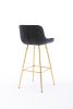 30 inch Set of 2 Bar Stools,with Chrome Footrest Velvet Fabric Counter Stool Golden Leg Simple High Bar Stool,black - as Pic