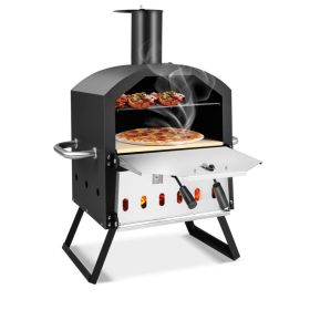 2-Layer Pizza Oven with Removable Cooking Rack and Folding Legs - as show