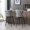 A&A Furniture,Counter Height 25" Modern Linen Fabric Counter Chairs,180¬∞ Swivel Bar Stool Chair for Kitchen,Tufted Cupreous Nailhead Trim Burlap Bar