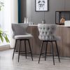 A&A Furniture,Counter Height 25" Modern Linen Fabric Counter Chairs,180¬∞ Swivel Bar Stool Chair for Kitchen,Tufted Cupreous Nailhead Trim Burlap Bar