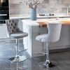 A&A Furniture,Swivel Velvet Barstools Adjusatble Seat Height from 25-33 Inch, Modern Upholstered Chrome base Bar Stools with Backs Comfortable Tufted