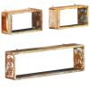 3 Piece Wall Cube Shelf Set Solid Reclaimed Wood - Brown