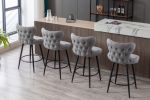 A&A Furniture,Counter Height 25" Modern Linen Fabric Counter Chairs,180¬∞ Swivel Bar Stool Chair for Kitchen,Tufted Cupreous Nailhead Trim Burlap Bar