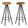 Bar Stools 2 pcs Solid Mango Wood - Brown