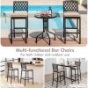 Set of 2 Patio Bar Chairs with Detachable Cushion and Footrest - Argyle Pattern