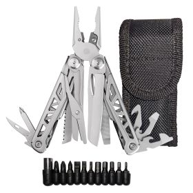 Heavy Duty Multitool | Military Grade Stainless Steel Frame;  Deep Profile Blade;  First Aid Scissors;  Sturdy Pliers;  Cord Cutter;  18 Locking Tools