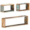 3 Piece Wall Cube Shelf Set Solid Reclaimed Wood - Brown