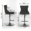 A&A Furniture,Swivel Velvet Barstools Adjusatble Seat Height from 25-33 Inch, Modern Upholstered Chrome base Bar Stools with Backs Comfortable Tufted