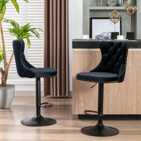 A&A Furniture,Swivel Velvet Barstools Adjusatble Seat Height from 25-33 Inch, Modern Upholstered Bar Stools with Backs Comfortable Tufted for Home Pub