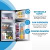 3.1 cubic ft. gray compact mini fridge with freezer compartment - grey - chrome alloy