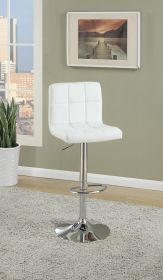 White Faux Leather Bar Stool Counter Height Chairs Set of 2 Adjustable Height Kitchen Island Stools Modern - as Pic