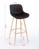 30 inch Set of 2 Bar Stools,with Chrome Footrest Velvet Fabric Counter Stool Golden Leg Simple High Bar Stool,black - as Pic