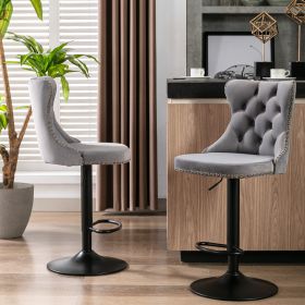 Modern Upholstered Bar Stools with Backs Comfortable Tufted for Home Pub and Kitchen Island(Gray; Set of 2) - Gray - Gray