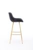 30 inch Set of 2 Bar Stools,with Chrome Footrest Velvet Fabric Counter Stool Golden Leg Simple High Bar Stool,black - as Pic