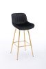 30 inch Set of 2 Bar Stools,with Chrome Footrest Velvet Fabric Counter Stool Golden Leg Simple High Bar Stool,black - as Pic