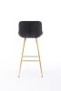 30 inch Set of 2 Bar Stools,with Chrome Footrest Velvet Fabric Counter Stool Golden Leg Simple High Bar Stool,black - as Pic