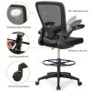 Height Adjustable Drafting Chair with Lumbar Support and Flip Up Arms - black