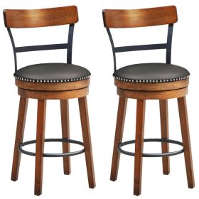 25.5-Inch 360-Degree Bar Swivel Stools with Leather Padded - 2