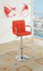 Contemporary Style Red Faux Leather Bar Stool Counter Height Chairs Set of 2 Adjustable Height Kitchen Island Stools - as Pic