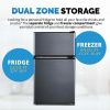 3.1 cubic ft. gray compact mini fridge with freezer compartment - grey - chrome alloy