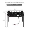 Outdoor Camp Stove High Pressure Propane Gas Cooker Portable Cast Iron Patio Cooking Burner (Three Burner 225000-BTU) - as pic