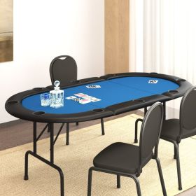 10-Player Folding Poker Table Blue 81.1"x41.7"x29.5" - Blue