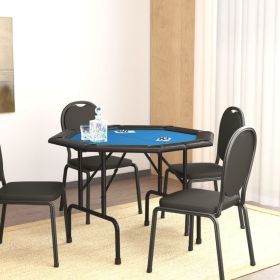 8-Player Folding Poker Table Blue 42.5"x42.5"x29.5" - Blue